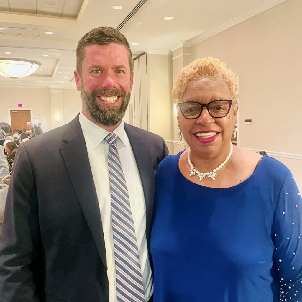 Adam with Rebecca Cookie Johnson at the 2023 Staunton NAACP Freedom Fund banquet.